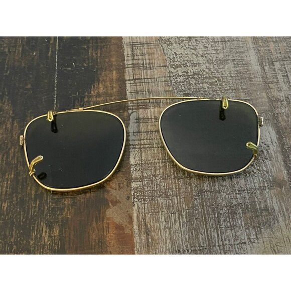 VTG Green Lens Clip-On Sunglasses / Unisex Accessory / Man Woman Gold Tone Frame - Picture 6 of 14
